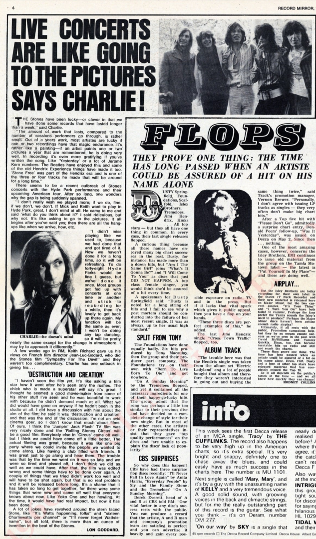 rolling stones rock concerts record mirror 1969